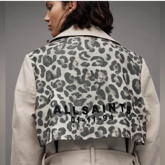 All Saints Cream Trench Coat - Picture 3 of 9